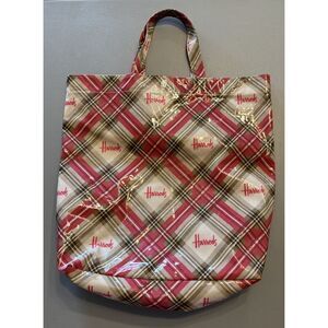Harrods Tote Bag Pink‎ Plaid Vintage  **Read**